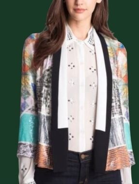 Clover Canyon Multicolor Sequin Open-Front Blazer with Black Lapel